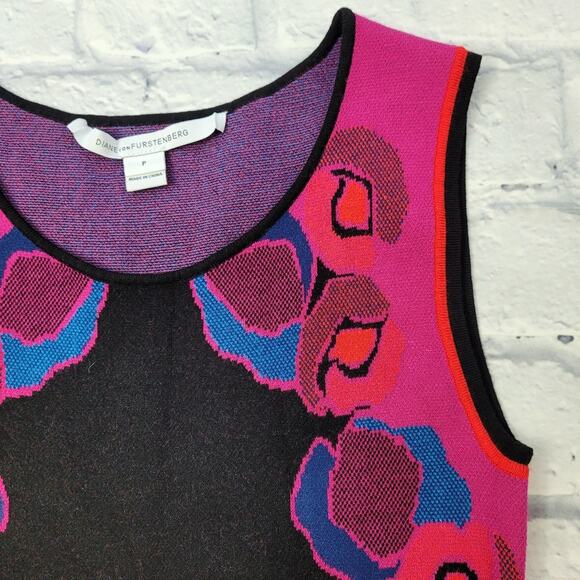 Diane von Furstenberg Abstract Floral Jacquard Fit & Flare Dress sz Small Petite - Picture 8 of 16